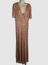 Mac Duggal Women's Pink Embellished Flutter Sleeve Gown Dress Size 10