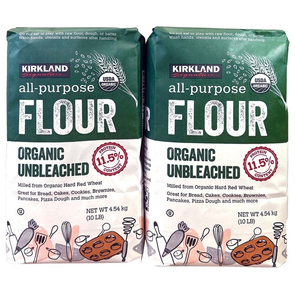 Harina multiusos Kirkland Signature orgánica sin blanquear, 10 libras, 2 unidades