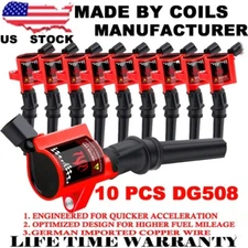 10 Pack Ignition Coils For Ford F150 F250 F350 4.6L 5.4L V8 & 6.8L V10 DG508