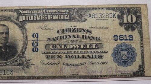 $10 1902 Caldwell New Jersey NJ National Currency Bank Note Bill #9612 FINE PCGS - Picture 2 of 4