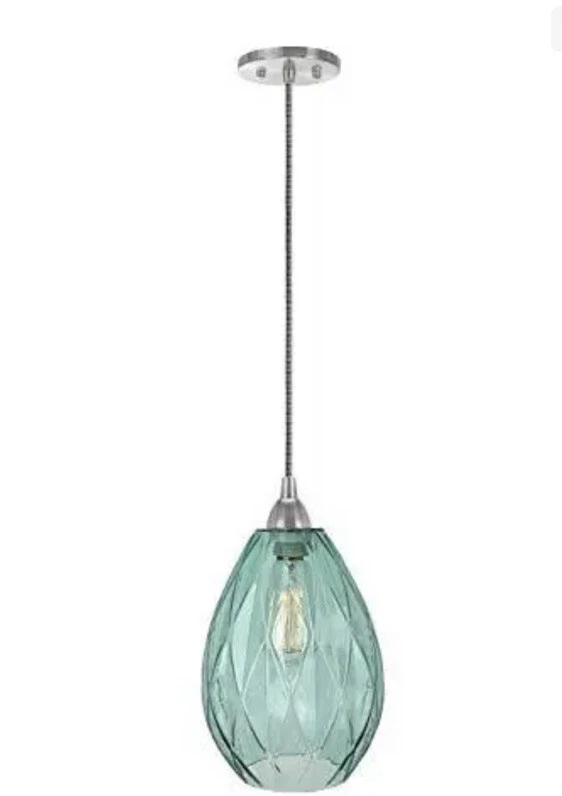 Colgante Luz Colgante - Verde - 61099-11 Ajustable 6”W X 9”H NUEVO Níquel Cepillado Foto 2 de 2