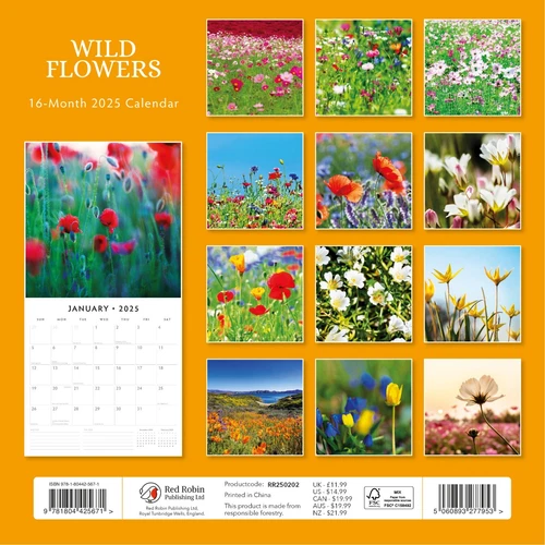Wild Flowers 2025 Square Wall Calendar