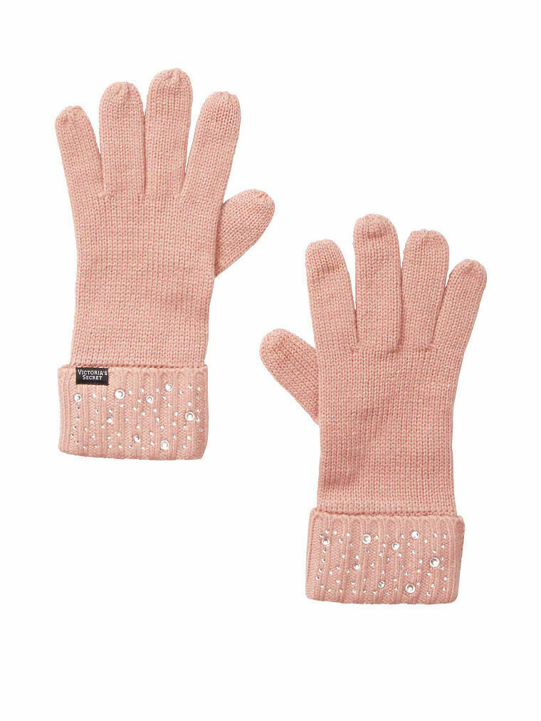 VICTORIA'S SECRET WINTER KNIT GLOVES CRYSTAL RHINESTONE