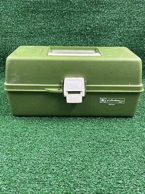 Vintage Ted Williams Tackle Box 34444 3 Tier Trays Green Plastic Fishing Case