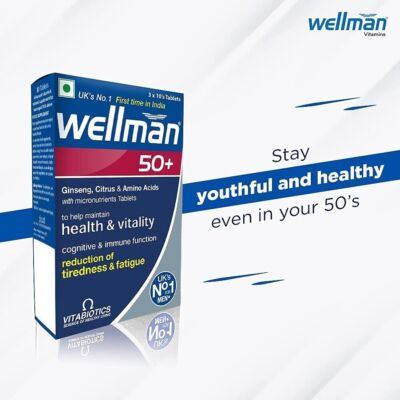 Wellman 50+ Health & Reduction of Tiredness & Fatigue  (30 Tablets) Energy Boost