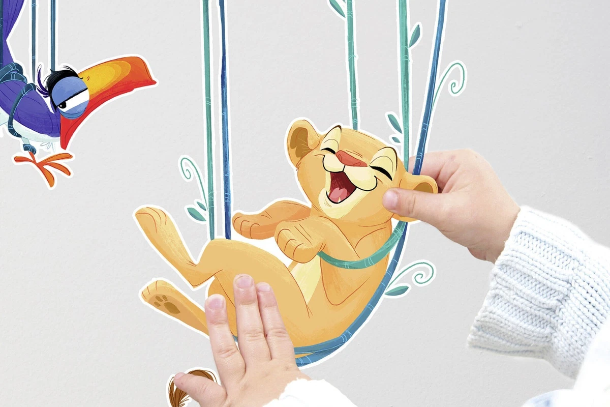 Juego de calcomanías de pared Disney Rey León 50x70 cm Nala y Simba para niños pequeños