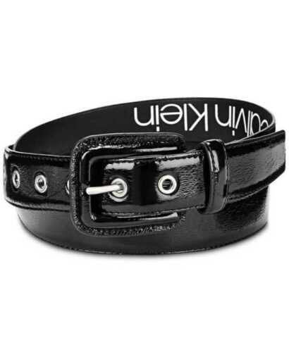 Calvin Klein Womens Belt Patent Leather Black Silvertone  display picture 3