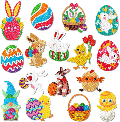 DPKOW 16Pcs Ostern 5D Diamond Painting Zubehor Für Kinder Ostern Basteln Kunstha