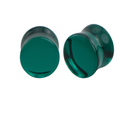 Pair of Double Flare Glass Plugs Sizes 2GA-13/16'' Clear Black Green Blue E565