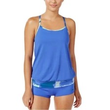 Nike Swim Cascade Drape-Back Tankini Top Size S Built in Bra Removable Cups NEW