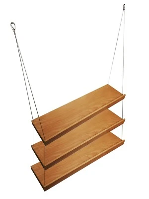 suspended Cable display shelves wall hanging Wooden shelf steel rope KIT