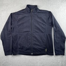 Eddie Bauer Womens Fleece Jacket Blue Full Zip Front Pockets Mock Neck L