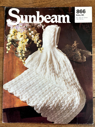 Sunbeam 866 Vintage Strickanleitung. Cape & Kapuze 16-18" Brustumfang. Unmarkiertes Exemplar