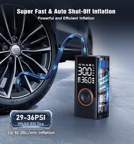 Tire Inflator Portable Air Compressor Portable Cordless Mini Air Pump with Digit - Picture 2 of 8