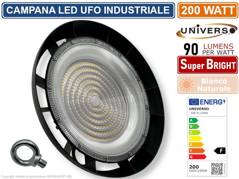 Campana LED UFO 200W: Trasforma il tuo Magazzino | Lampada Sospensione Slim