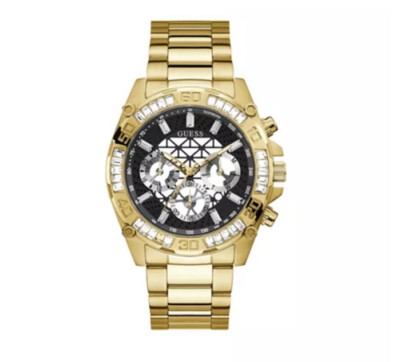 GUESS Men's Black and Gold-Tone Multifunction Watch  46mm