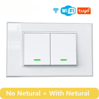 Tuya WiFi Smart Light Button Switch No / With Neutral Wire Optional 1/2/3 Gang 