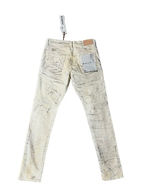 Purple Brand Jeans Mens Dropped Fit Mid Rise Slim Leg Cream
