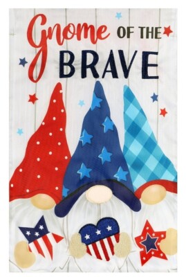 Meadow Creek Garden Flag, 18'' Gnome of the Brave hand stitched embellishments