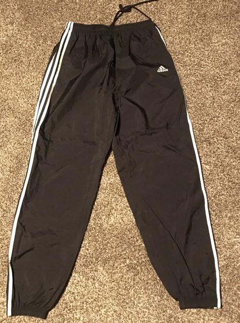 Vintage 90s Adidas Black Nylon 3 Stripe Lined Windbreaker Track Pants Mens L | eBay