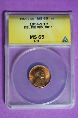 1954 S ANACS MS65 RB Lincoln Wheat Cent #B33645 | eBay