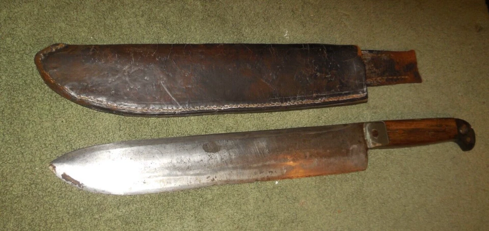 CUCHILLO FILIPINAS BOLO FORJADO A MANO HOJA DE ACERO PESADO Y FUNDA DE CUERO Foto 2 de 4
