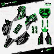 Gray & Green Slick Racing Graphics Kit fits 03-08  Kawasaki Kx125 Kx 125 Decal