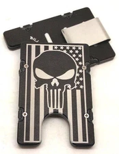 American Flag,Punisher, Aluminum Wallet/Credit Card Holder, RFID protection, Blk