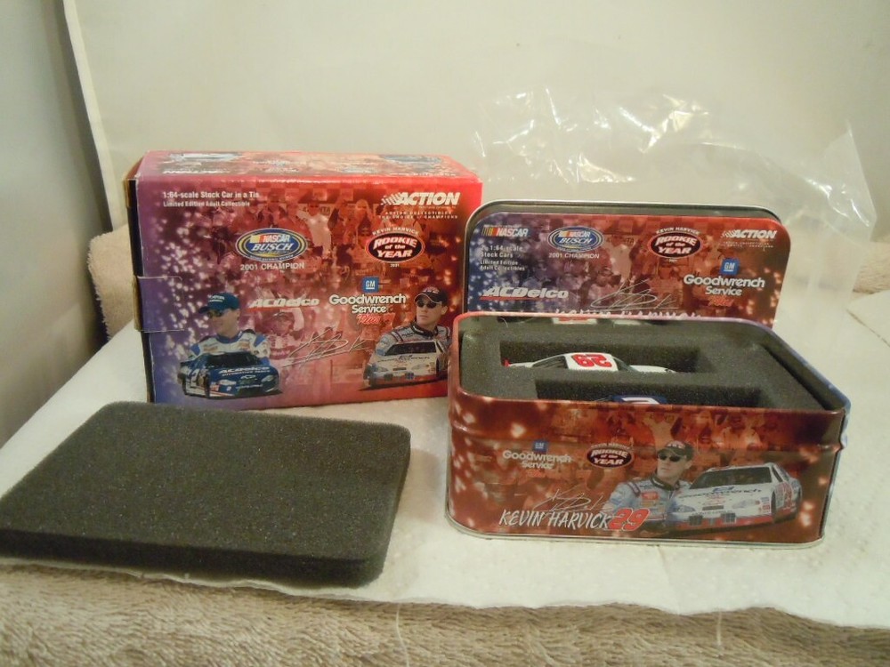 ACTION STOCK CAR IN A TIN #2 KEVIN HARVICK & #29 RACE CAR DIE CAST 1/64