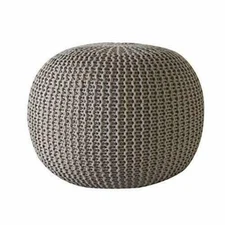 URBAN SHOP ROUND KNIT POUF, TAUPE *DISTRESSED PKG