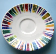 Gien Eden Tea Saucer 6" Multicolor Stripes Made in France New