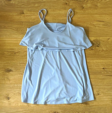 Express Women’s L Blue Solid Scoop Neck Spaghetti Strap A-Line Short Dress 8163