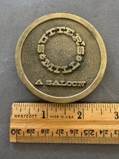 SUTTER'S MILL SALOON ROUND BRASS BELT BUCKLE VINTAGE