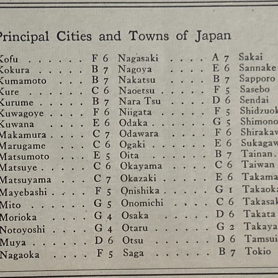 Antique 1927 Map Of Japan 15”x 11” - Image 4 of 4