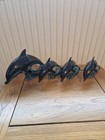 Poole Pottery Vintage Set Of Dolphins On A Wave Ceramic Blue Glaze Ornaments