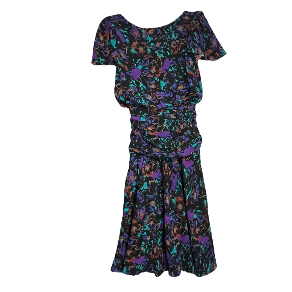 Vestido Secretaria Floral Años 80 90 Vintage All That Jazz Talla S Cintura Reunida Foto 2 de 4