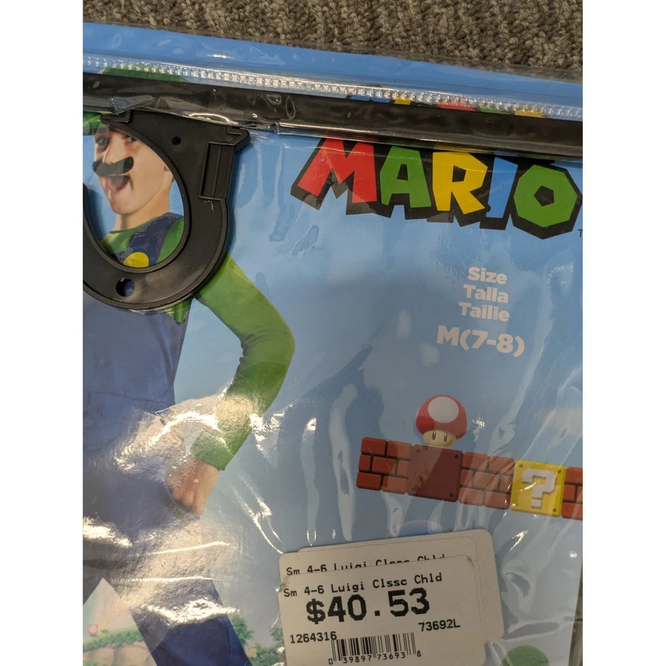 Nintendo Luigi Child Costume M 7 8 Halloween Mario Bros Role Play - Image 2 of 4