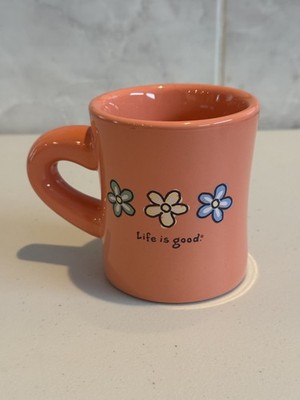 LIFE IS GOOD Daisy Coffee Mug Cup ''Do What You Like Like what you do'' Orange