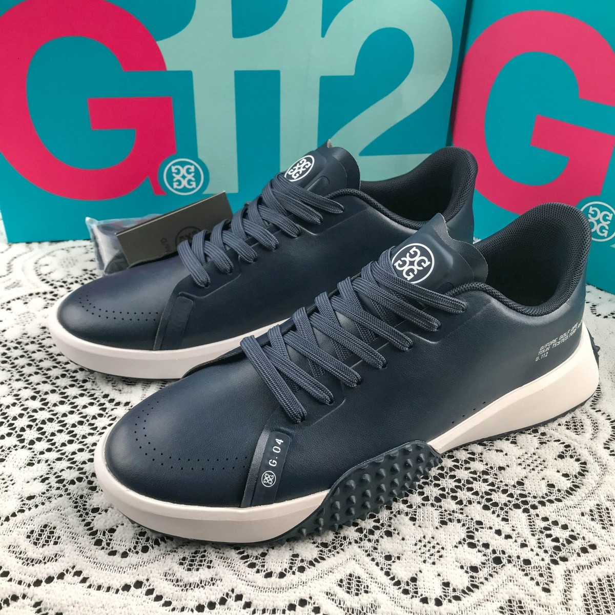 NEW G/FORE G.112 Men's TWILIGHT Golf Shoes Navy Blue Leather Black