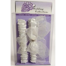 Vintage Wedding Bridal White Double Lace Garters B.B. World- New In Box