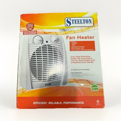 #ad Steelton Fan Heater 120V White 3 Heat Forced Air Tip Over Overheat Thermostat. $15.00