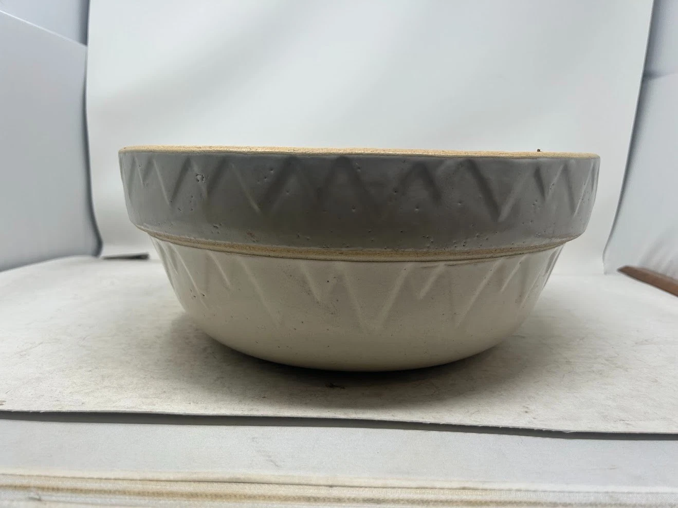 13" RRP Co. Stoneware Mixing Bowl Triangle Chevron Pattern Farmhouse Ohio