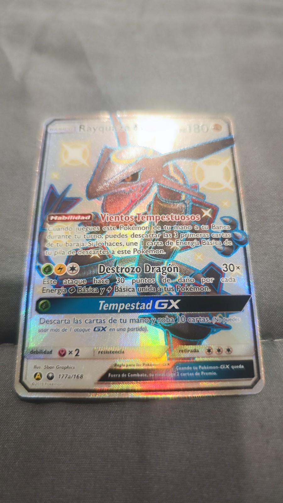 Pokemon Rayquaza GX Shiny Full Art 177a/168 Hidden Fates Spanish NM