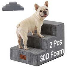 2 Pack Dog Stairs for Small Dogs 3-Step Pet Stairs for Bed Couch Chair Stool ...