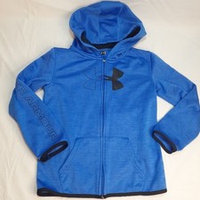 Under Armour Kids Size 7 Full Zip Long Sleeve Hooded Sweatshirt Blue Hoodie