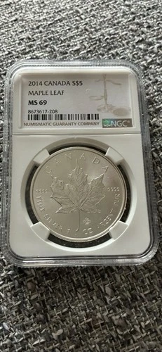 2014 Canada Maple Leaf $5 Coin 1 Oz Silver NGC MS69 High Grade .9999 Fine