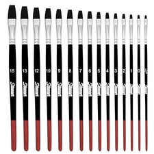 Flat Paint Brushes,15 PCS Different Sizes Flat Paint Brush Set for Watercolor