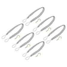 6Pcs 23" Curtain Tiebacks Braid Drapery Holdback Holder with Hooks Silver