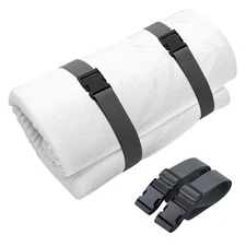 2 Pcs 100 x 2 Dark Grey Mattress Topper Straps, Adjustable, Buckles, Moving