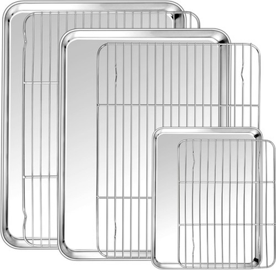 #ad Baking Sheet with Rack Set Stainless Steel Cookie Sheet Baking Pans with Coolin $26.97